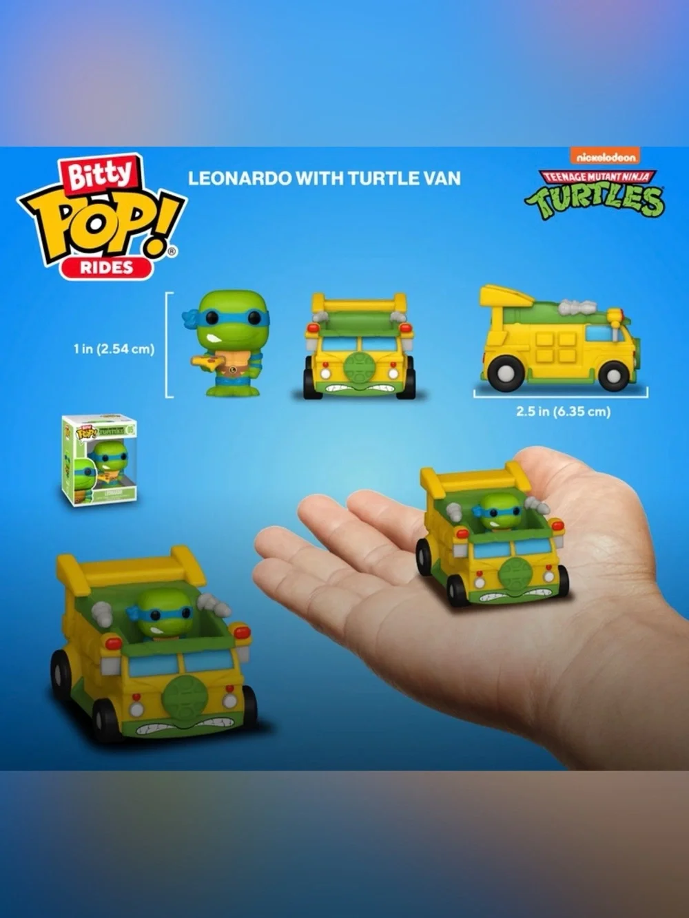 2024 Funko Bitty Pop! Rides Leonardo with Yellow & Green Turtle Van New in Box